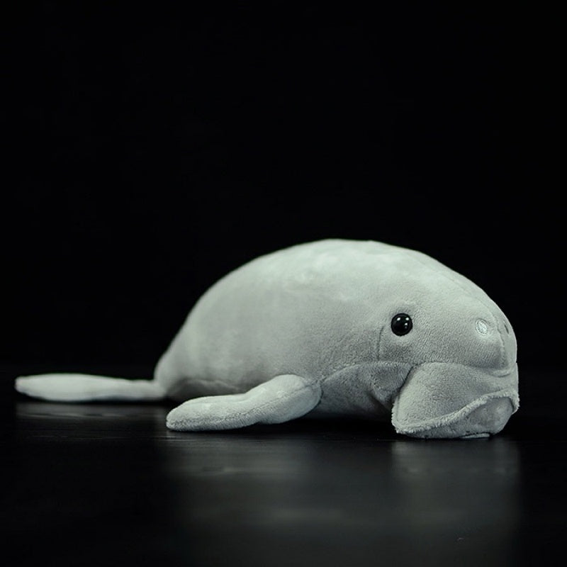 Full view of a lifelike dugong sea cow plush toy, soft and realistic design by SoftDaysLab