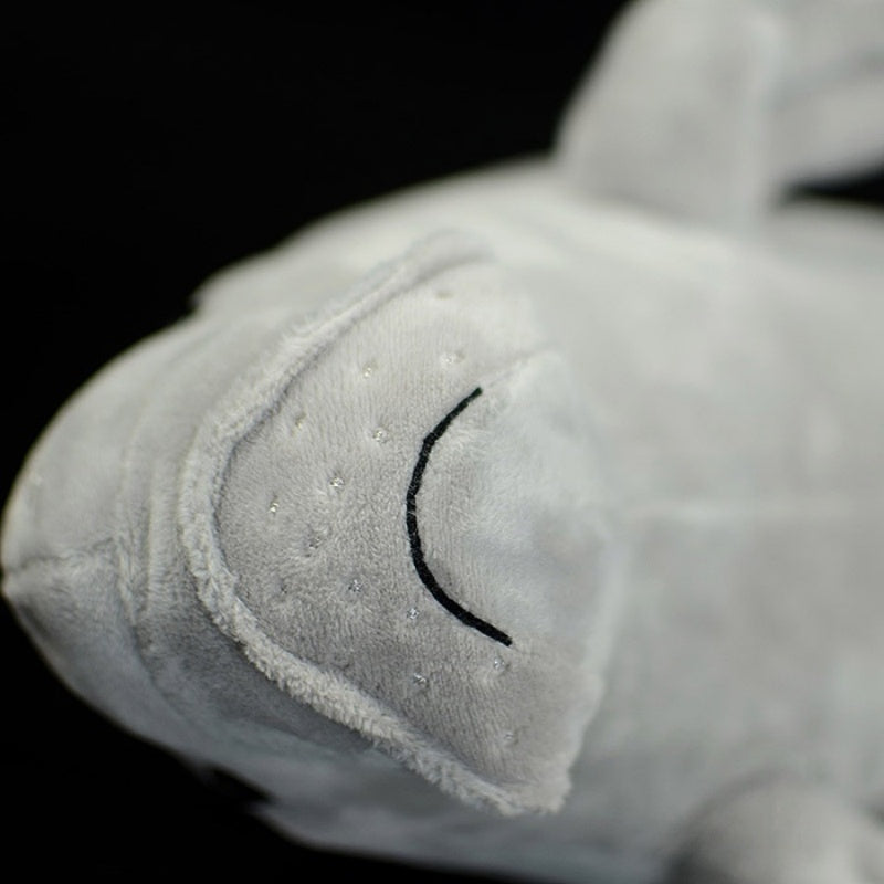 Detailed close-up of the dugong plush toy's mouth with soft and intricate embroidery