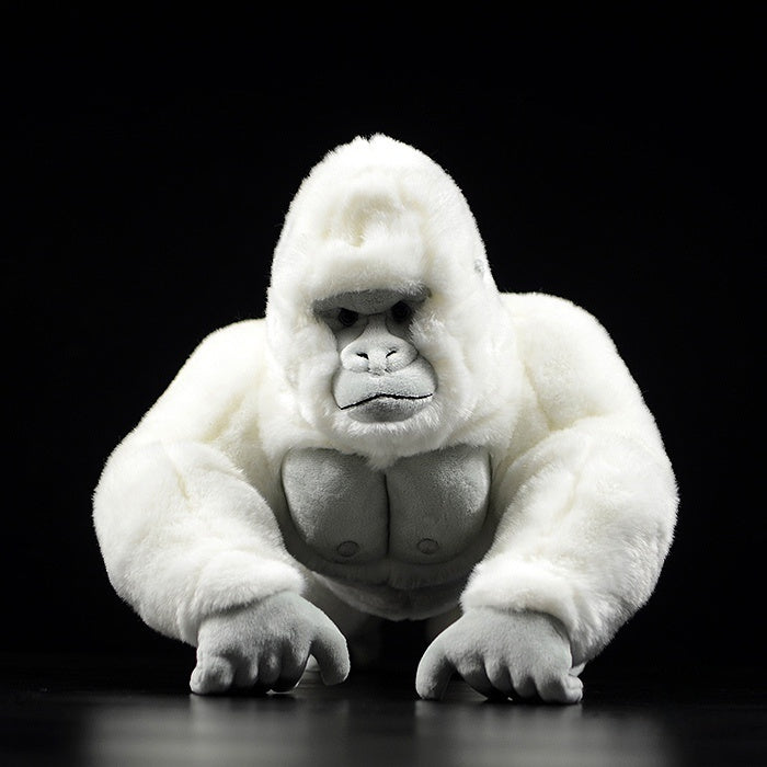 Front view of a white gorilla stuffed animal with lifelike details, perfect for wildlife enthusiasts