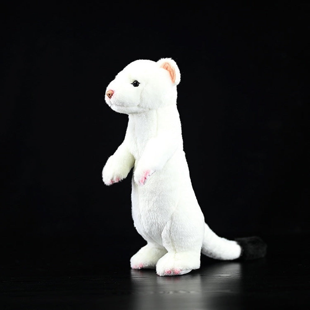 Realistic Standing Ermine Plush – Soft and Adorable White Stoat Toy