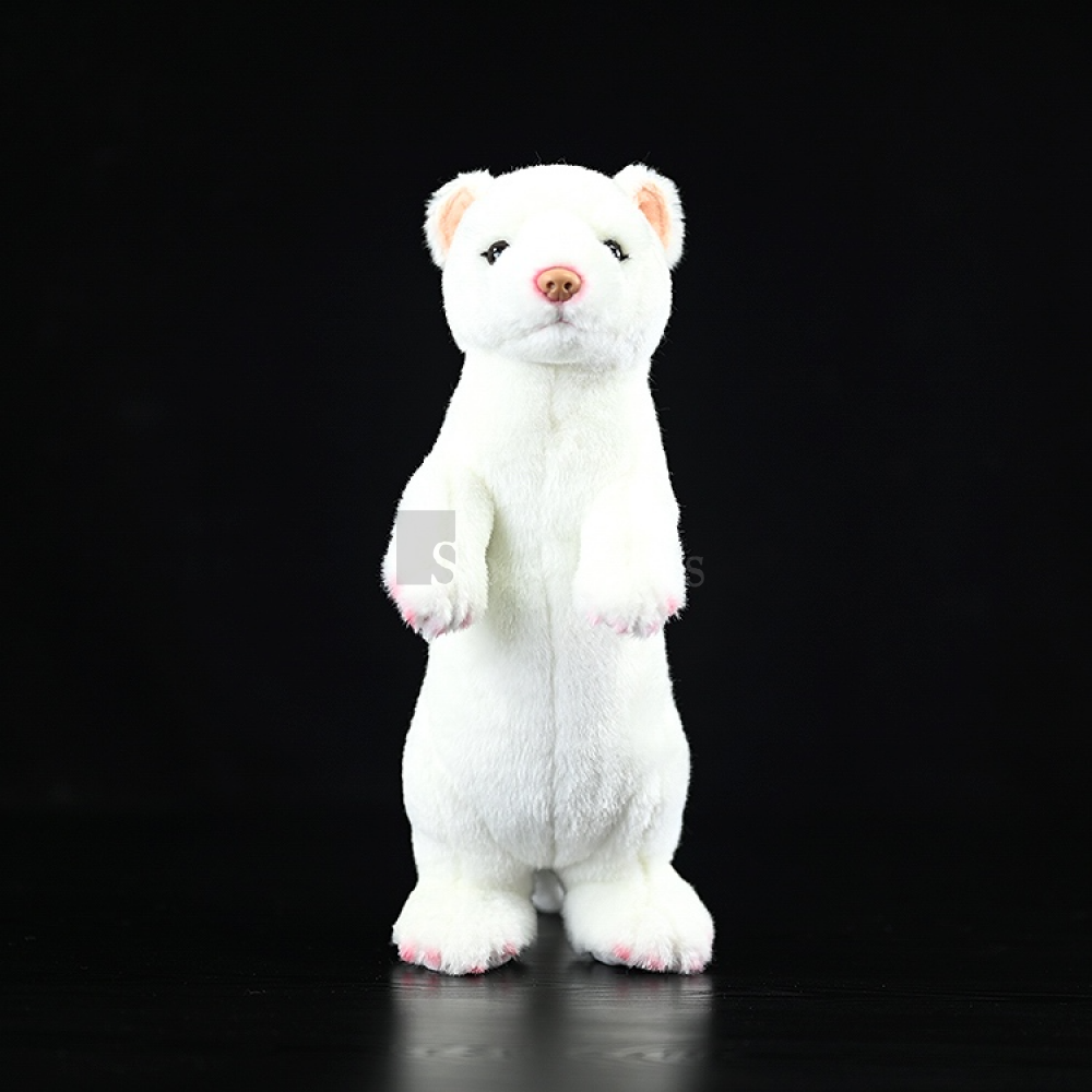 Realistic Standing Ermine Plush – Soft and Adorable White Stoat Toy