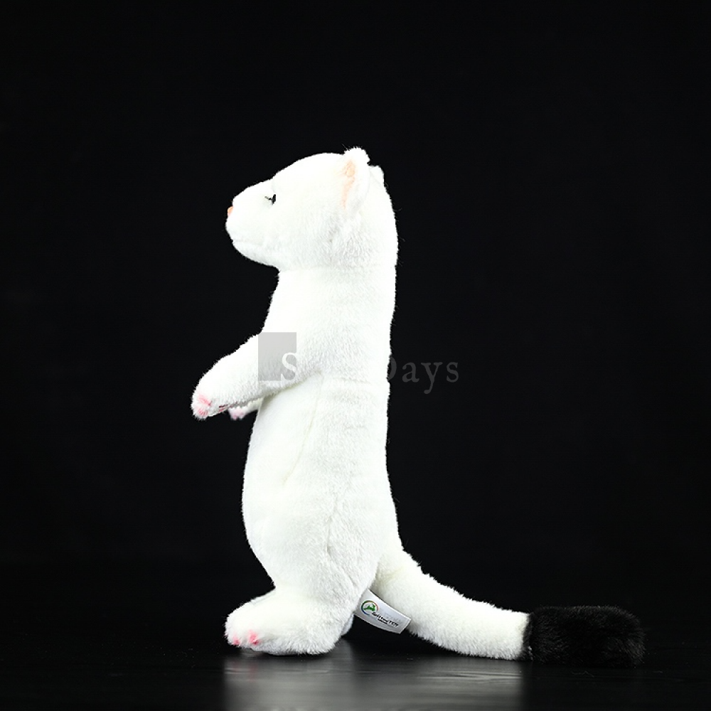 Realistic Standing Ermine Plush – Soft and Adorable White Stoat Toy