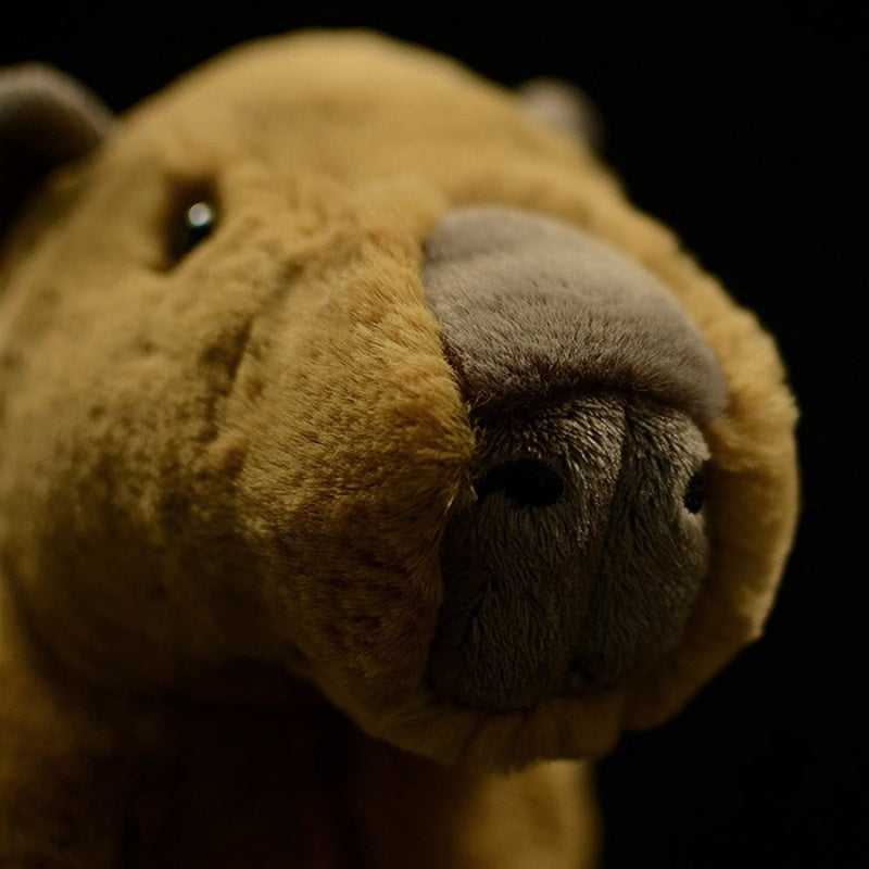 Close-up of a capybara plush toy’s face with detailed nose and soft brown fur by SoftDaysLab