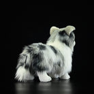 Back view of Blue Merle Border Collie plush, highlighting its detailed fur and lifelike appearance