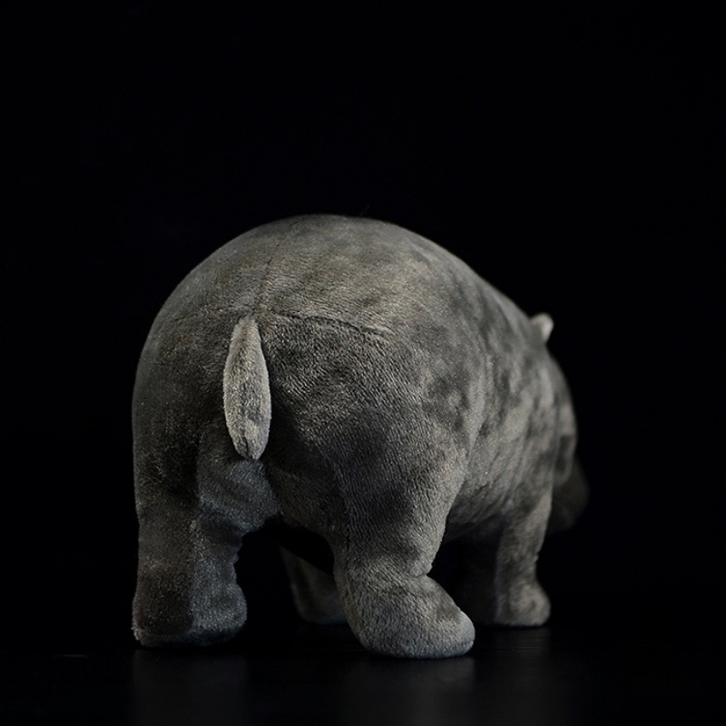 Realistic hippo plush toy angled view, highlighting its lifelike design and plush material