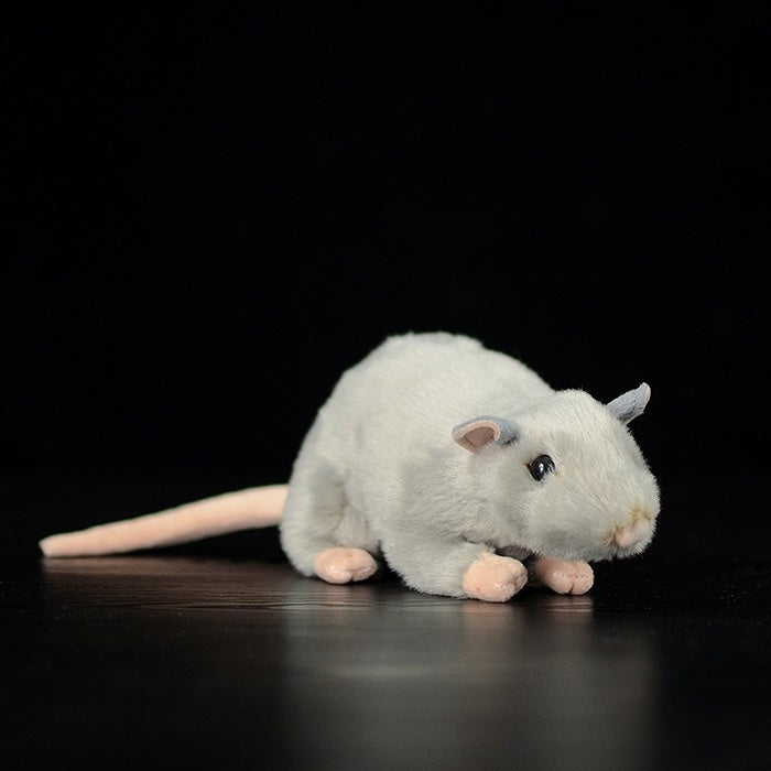 Realistic grey mouse plush toy with lifelike details and soft fur, perfect for animal lovers and collectors