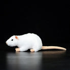 Profile of a white lab mouse plush toy with soft fur and lifelike features, ideal for collectors or kids