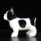 Side profile of a Black Pied French Bulldog plush toy with soft fur and authentic black-and-white markings