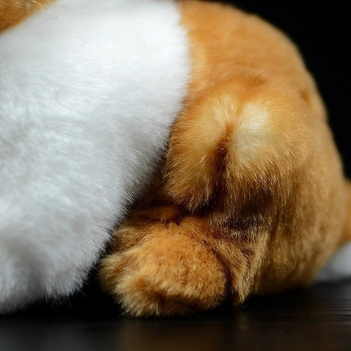 Close-up of rabbit plush’s soft paws with realistic golden and white fur texture by SoftDaysLab