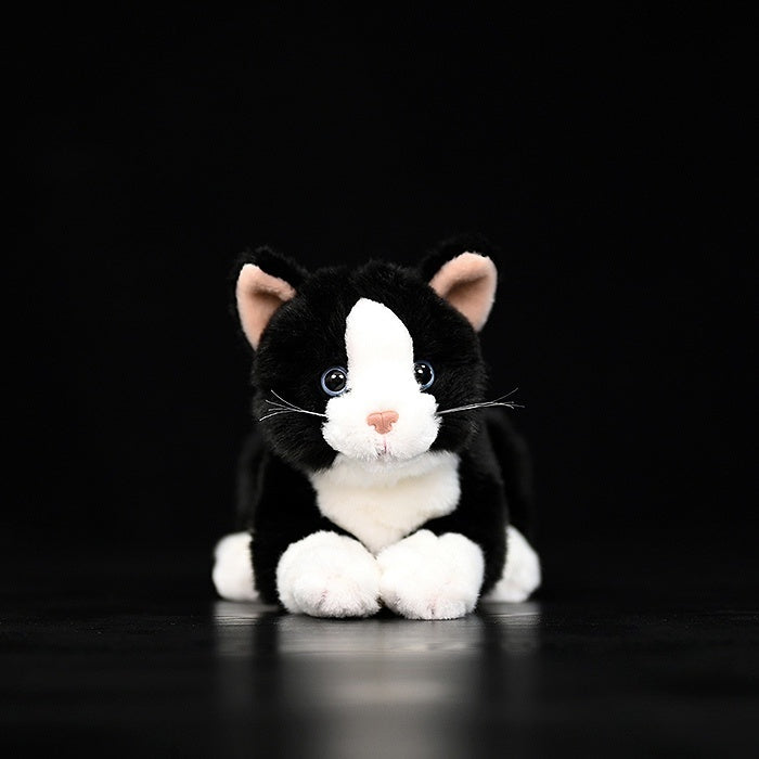 Front view of a realistic Tuxedo Cat plush toy with adorable details and lifelike design by SoftDaysLab
