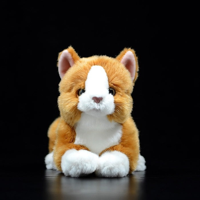 Front view of Orange Tuxedo Cat plush toy with realistic details and cuddly design by SoftDaysLab