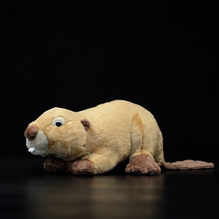 Side view of a realistic beaver plush toy with soft fur, perfect for wildlife lovers by SoftDaysLab