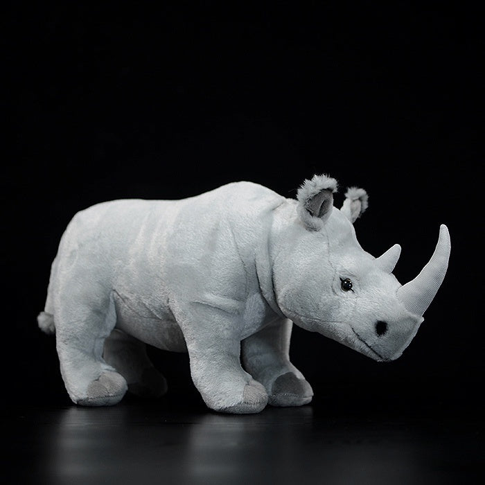 SoftDaysLab white rhinoceros plush toy, realistic and cuddly, perfect for wildlife lovers and kids
