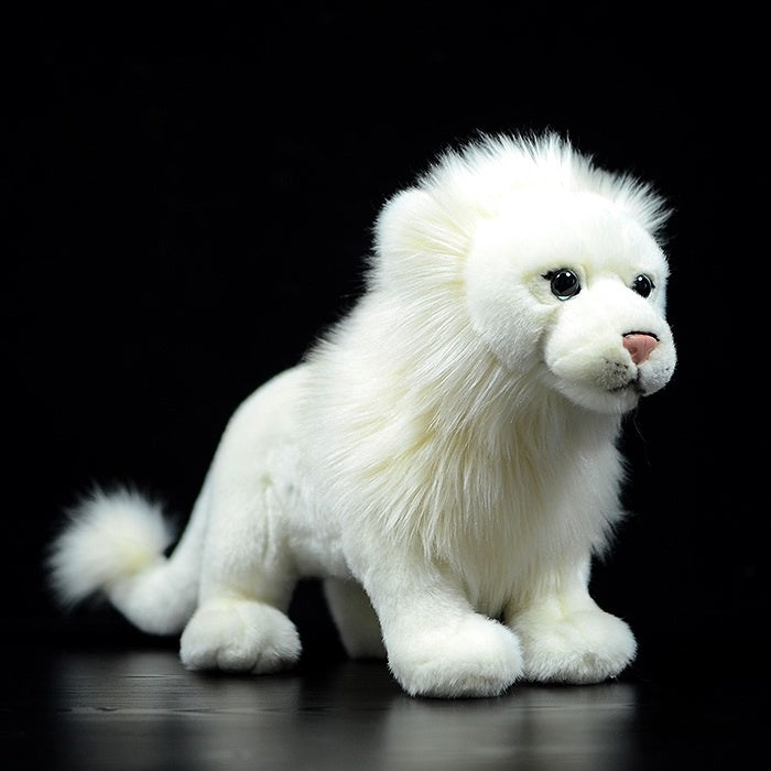 SoftDaysLab white lion plush toy with lifelike details, perfect for animal lovers and collectors