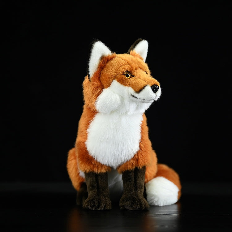 Realistic red fox plush toy, featuring lifelike fur texture and detailed craftsmanship