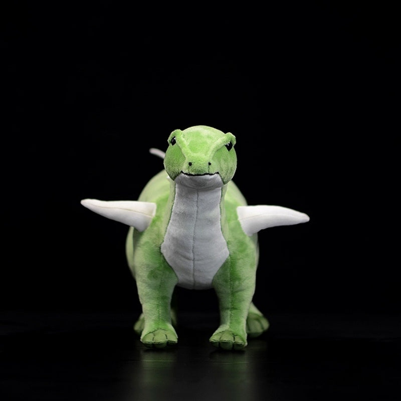 Front view of Huayangosaurus dinosaur stuffed toy showing lifelike design and friendly features