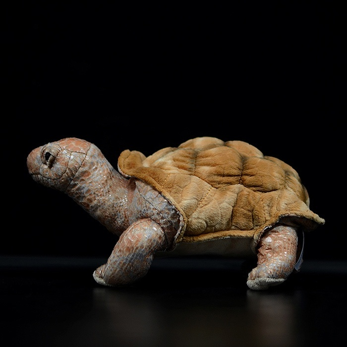 Side profile of Pinta Island Galápagos tortoise plush, featuring soft, realistic shell and texture