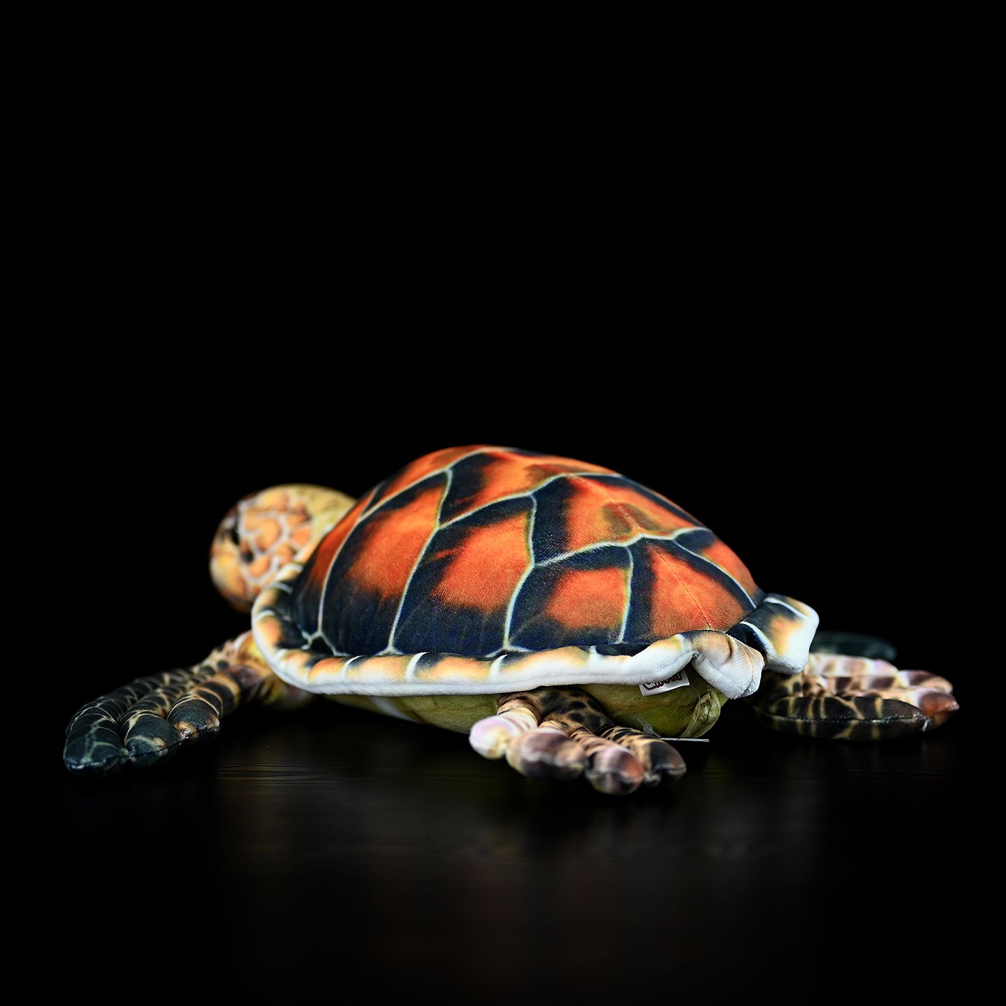 Back view of Hawksbill Sea Turtle plush showing intricate shell pattern, perfect for ocean animal lovers