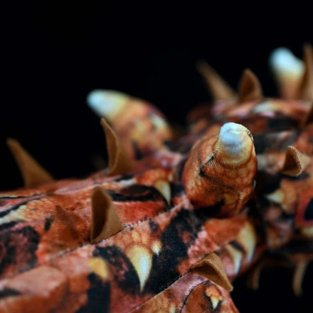 Detailed texture of Thorny Devil Lizard Plush spikes, vibrant and lifelike design for collectors
