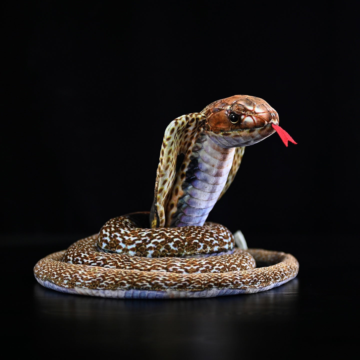 Realistic monocled cobra plush toy with lifelike hood and coiled body, perfect for snake enthusiasts by SoftDaysLab