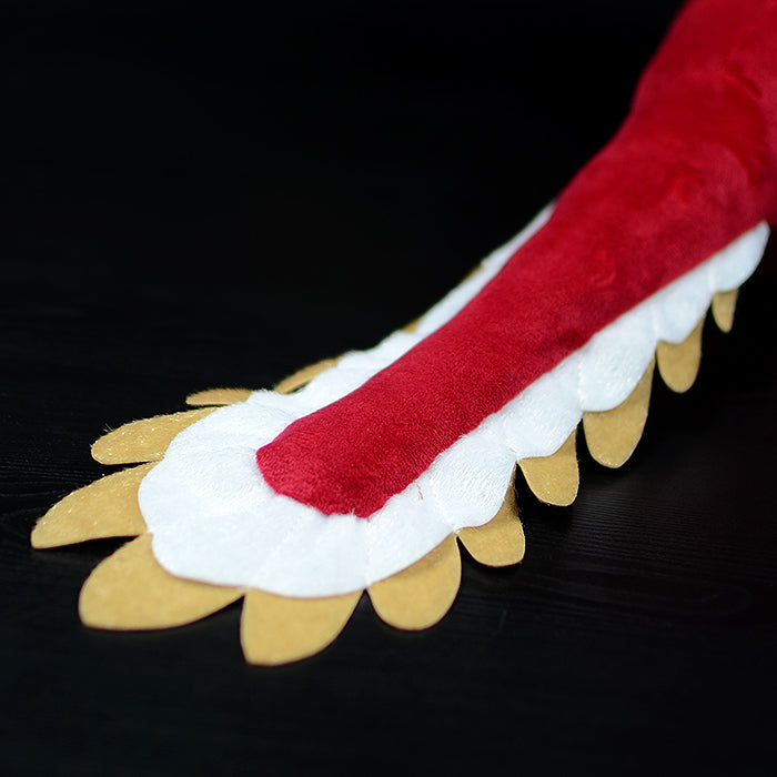 Detailed view of Archaeopteryx plush tail by SoftDaysLab®, showcasing lifelike feathers and colors