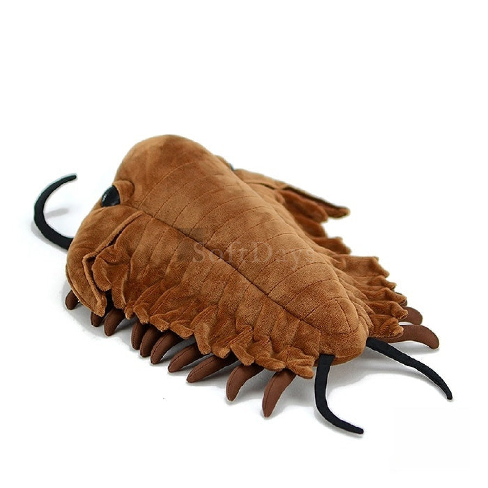 Rear view of Redlichiida trilobite plush toy showcasing lifelike tail and segmented features