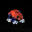 Top view of a realistic Strawberry Poison Dart Frog Plush featuring vibrant Blue Jeans Morph design by SoftDaysLab