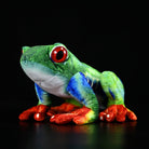 Vibrant ultra-realistic red-eyed tree frog plush with lifelike details by SoftDaysLab, perfect for nature lovers