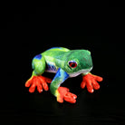 Back angle of Red-Eyed Tree Frog Plush highlighting detailed green and blue patterns by SoftDaysLab
