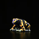 Side view of Yellow-Banded Poison Dart Frog Plush showcasing lifelike patterns and bright yellow details