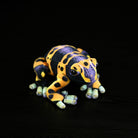 Top view of Yellow-Banded Poison Dart Frog Plush by SoftDaysLab with realistic pattern replication