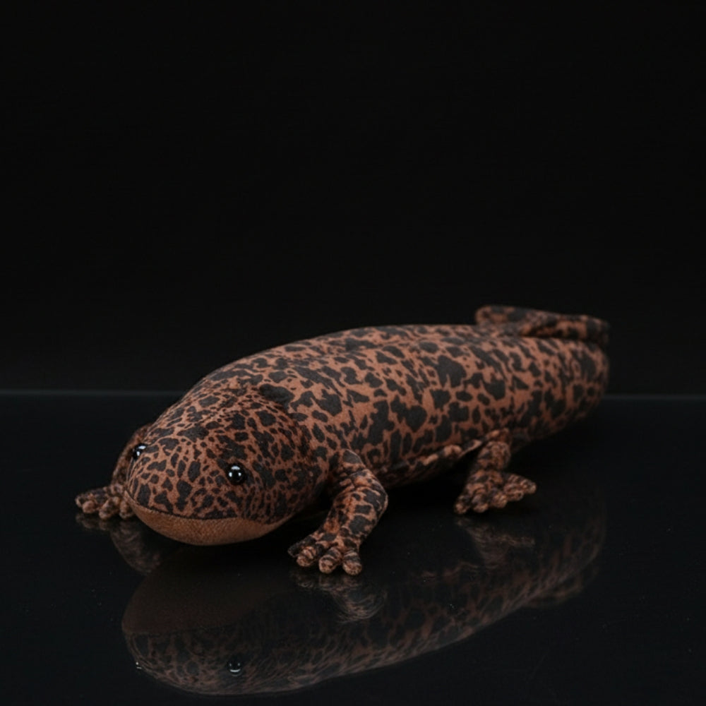 Realistic Chinese Giant Salamander plush by SoftDaysLab, featuring lifelike patterns and soft textures