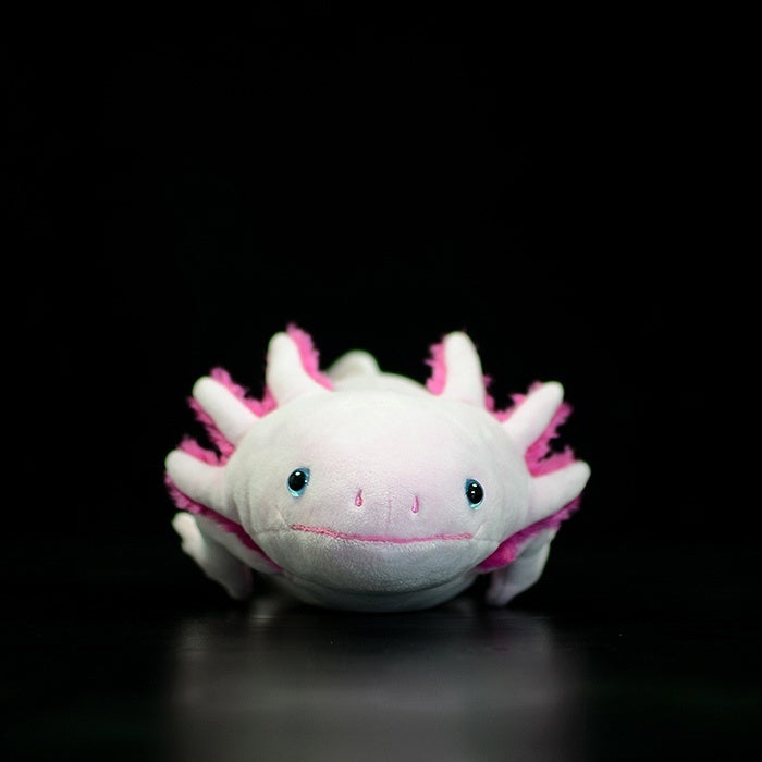 Front view of adorable pink axolotl plush toy by SoftDaysLab, perfect for amphibian enthusiasts