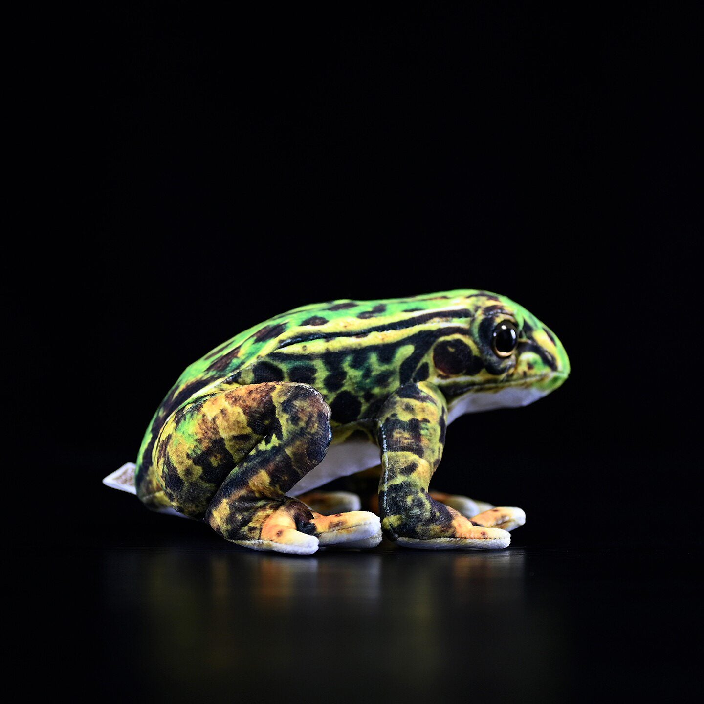 Lifelike Japanese Black-spotted Pond Frog Plush in a side posture, highlighting detailed design
