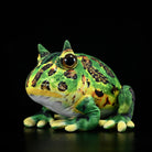 Realistic Pacman Frog Plush by SoftDaysLab, inspired by the Argentine horned frog, with vivid green patterns