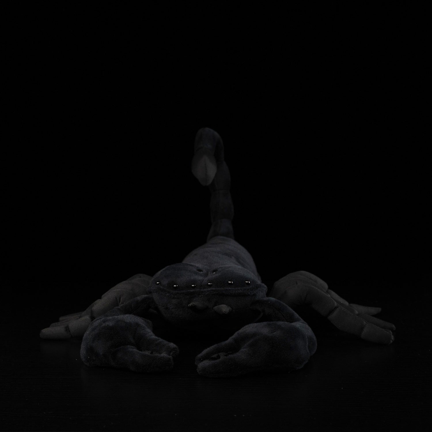 Front view of Emperor Scorpion plush with realistic pincers and segmented body, perfect for scorpion lovers