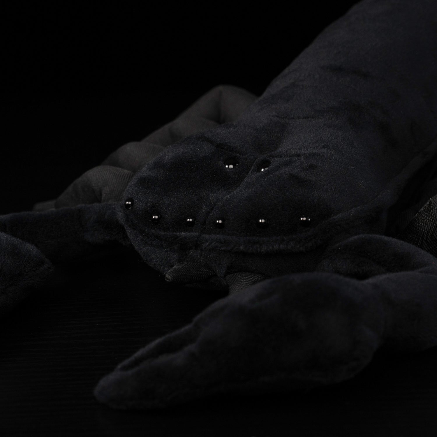 Close-up of the Emperor Scorpion Plush Toy’s realistic black pincers and segmented details by SoftDaysLab