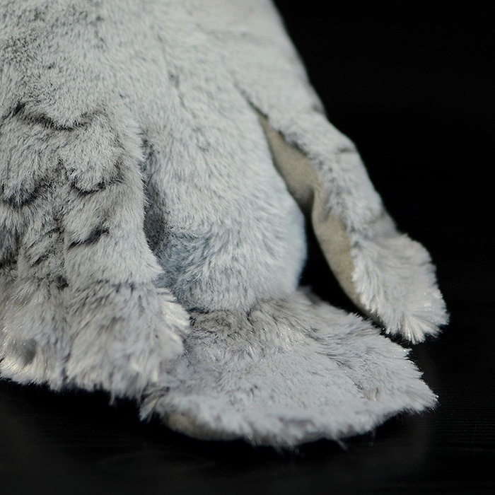 Tail close-up of Shoebill Stork plush toy, highlighting its plush texture and intricate feather pattern
