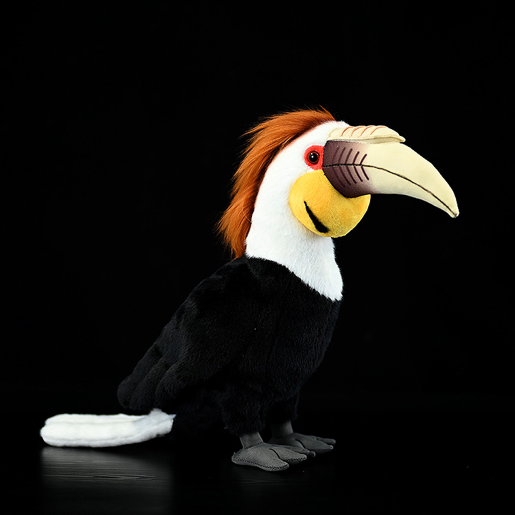 Realistic Wreathed Hornbill Plush Toy - Lifelike Stuffed Animal for Collectors & Bird Lovers