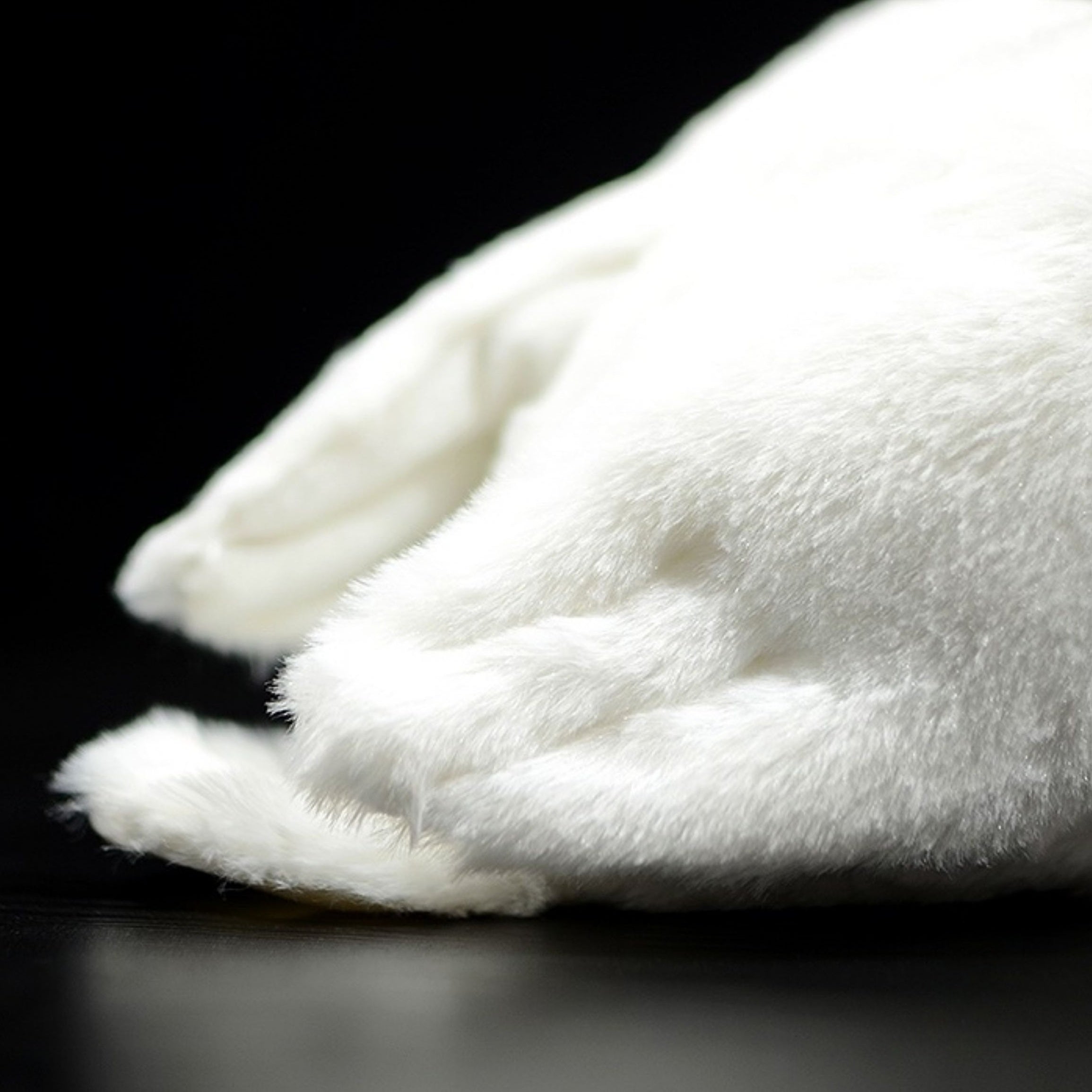 Fluffy tail feathers of Asian crested ibis stuffed toy, made of ultra-soft material for a realistic look by SoftDaysLab