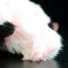 Flamingo plush toy’s fluffy tail with black and pink accents, crafted for realism and softness