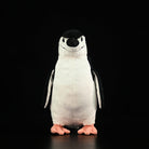 Front view of a lifelike chinstrap penguin plush toy by SoftDaysLab, showcasing realistic details and soft texture
