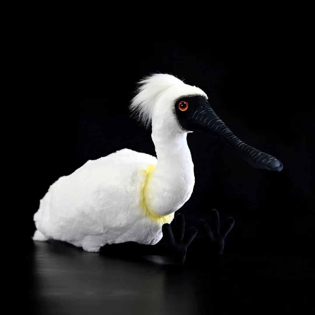 Realistic Black-faced Spoonbill Plush Toy by SoftDaysLab with lifelike details and soft materials for bird lovers