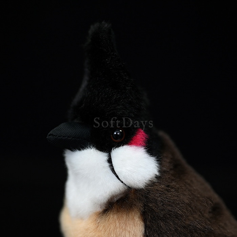 Adorable Red-Whiskered Bulbul Cute Bird Plush – Realistic and Chubby Design