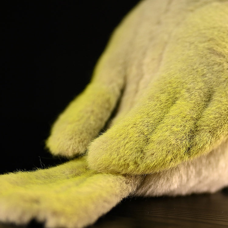 Zoomed-in view of the plush toy's soft yellow tail, showcasing its realistic and fluffy design