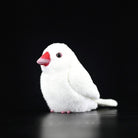 Realistic White Java Sparrow bird plush with lifelike chubby design and red beak by SoftDaysLab