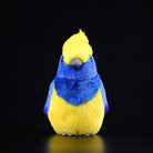 Front view of a Sultan Tit Plush Toy with realistic details, soft texture, and bright colors