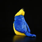 Back angle of Sultan Tit Plush Toy, showcasing its fluffy blue wings and lifelike design