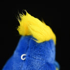 Close-up of the Sultan Tit Plush Toy’s yellow crest with fine detailing and soft texture