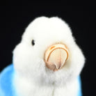 Close-up of the Blue Lovebird plush toy’s beak, emphasizing its adorable and realistic features